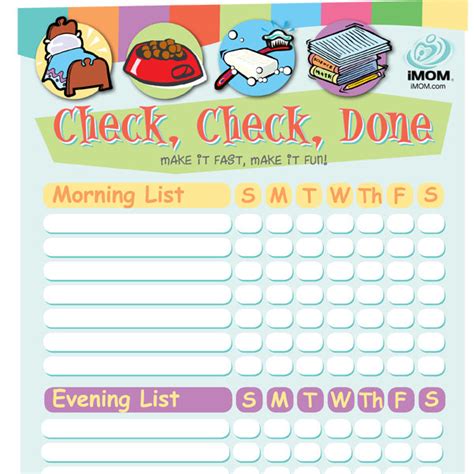 Check Check Done Checklist For Kids Printable Template