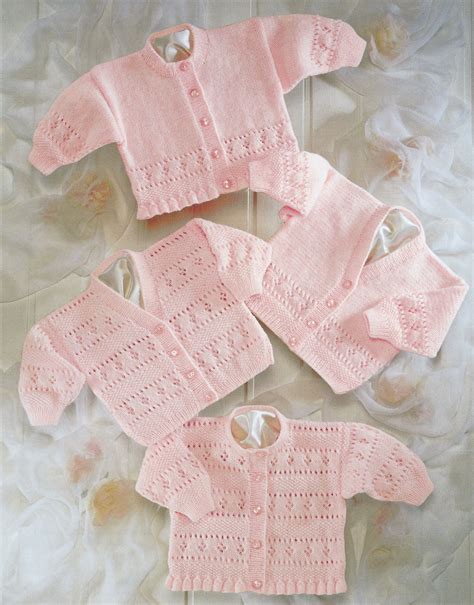 Baby Cardigans With Pattern Detail In Snuggly 4 Ply Sirdar