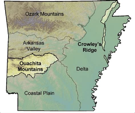 Location Of The Ouachita Mountains And Crowleys Ridge Regions Of