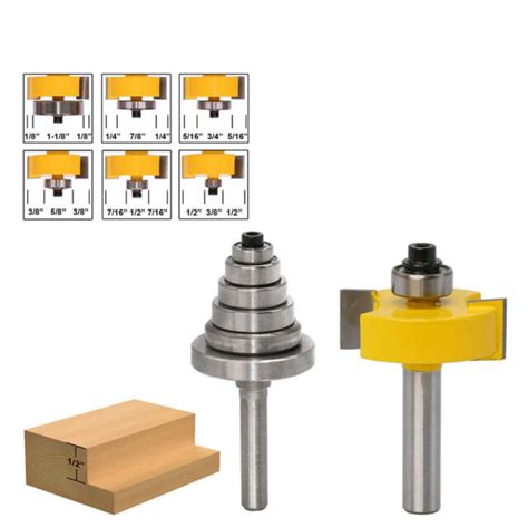 Rabbet Router Bit With 6 Bearings Set 8mm Shank Woodworking Cutter Tools Ebay