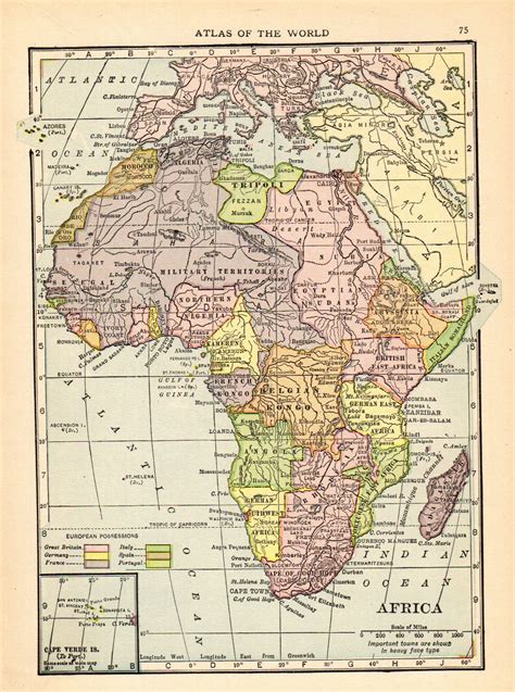 1909 Antique Africa Map Vintage Map Of Africa Gallery Wall Art Etsy