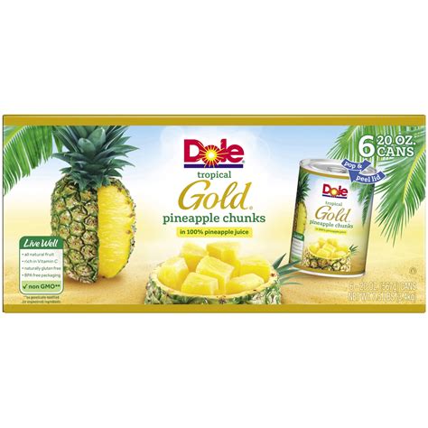 Dole Tropical Gold Pineapple Chunks 6 Ct 20 Oz Shipt