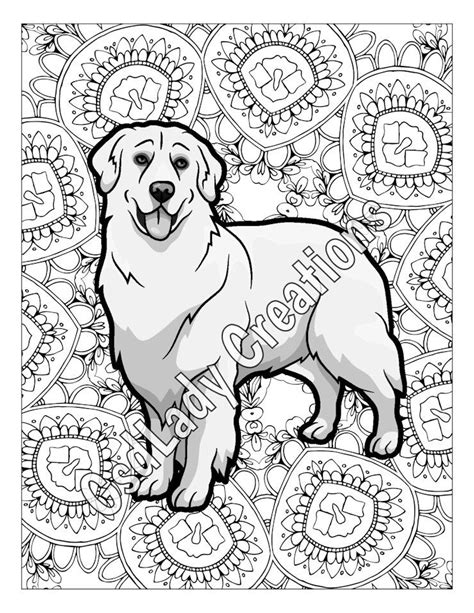Dog Art Greyscale Coloring Page Golden Retriever Dog Coloring Page