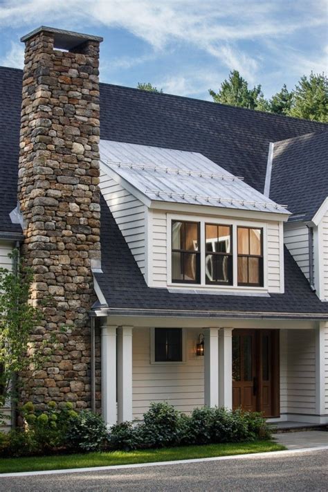 Stucco exterior, stone chimney with decorative chimney cap, wooden window shutters, iron work pecota white building & design example of a classic brown exterior home design in san francisco. The 25+ best Stone chimney ideas on Pinterest | Cabins in ...