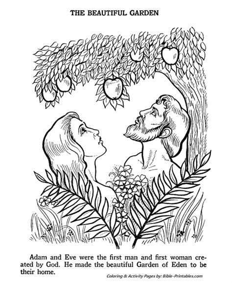 Adam And Eve In The Garden Of Eden Bible Coloring Pages Bible