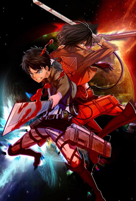 Mikasa Ackerman And Eren Jaeger By Kyuubiconduit On Deviantart