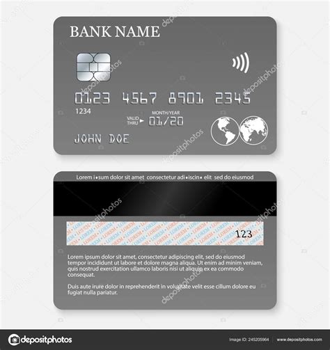 Realistic Detailed Credit Card Front Back Side Template Stock Vector