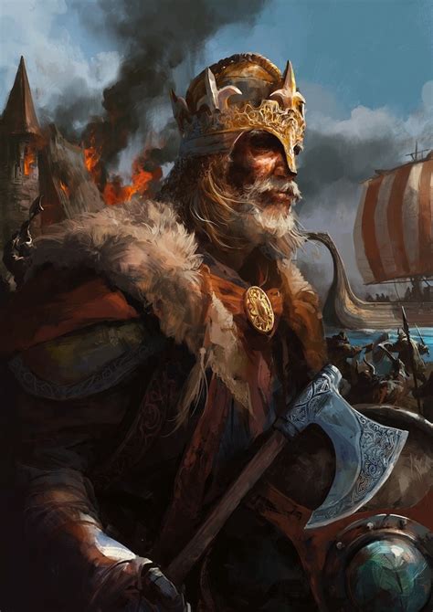Fjorns Hall Viking Warrior King Digital Painting Done