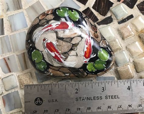 Outdoor Swirling Koi And Pebbles Rock Etsy