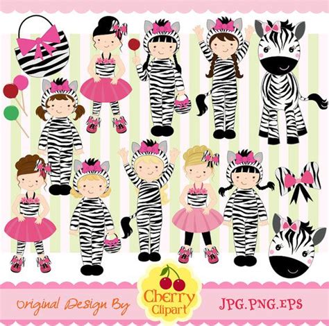 Zebra Costume Little Girls Digital Clipart Set Personal And Etsy