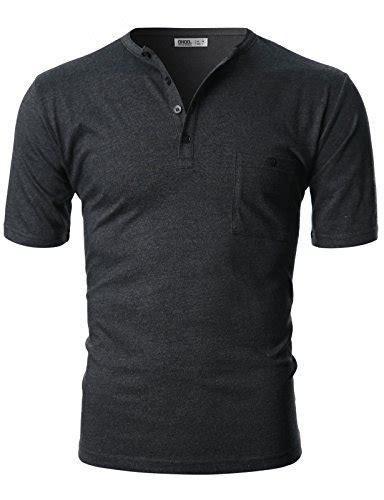 Ohoo Mens Slim Fit Short Sleeve Henley Shirts With Chest Pocketdct022