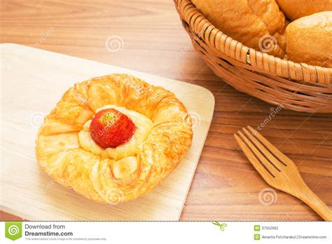 Danish Pastry On Wooden Plate Stock Photo Image Of Basket Breakfast