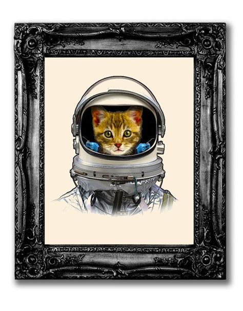 Cat Astronaut Wall Art Space Cat Poster Kitten Art By Theprintcave