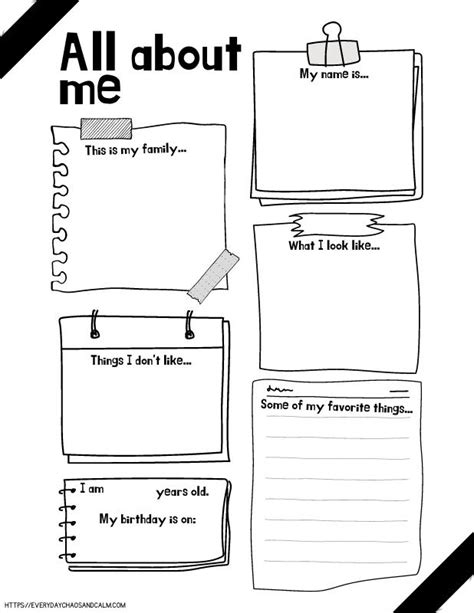 Free Printable All About Me Worksheets For Kids