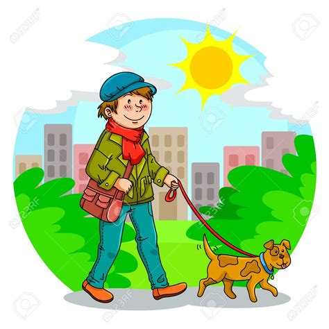 Boy Walking With His Dog In The Park In 2021 Mermaid Vector Boy