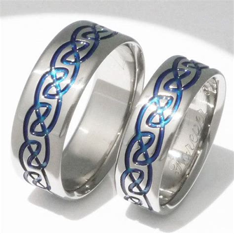 Celtic Titanium Wedding Band Set His And Hers Matching Rings