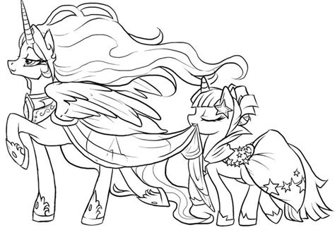 In the coloring page, you will see a color white and black but if you want, you can print it and make coloring as you like. Princess Celestia and Twilight Sparkle | Per pintar i ...