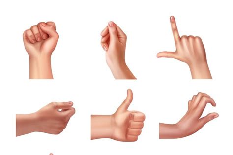Set Of Hands In Different Gestures Custom Designed Icons Creative