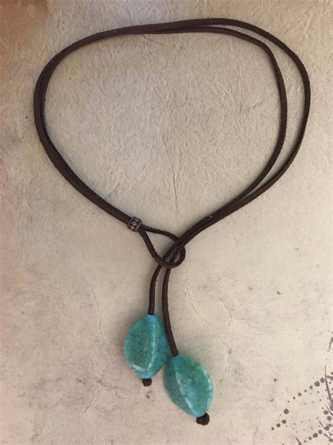 Bohemian Necklace Leather Turquoise Choker Necklace Gift Etsy