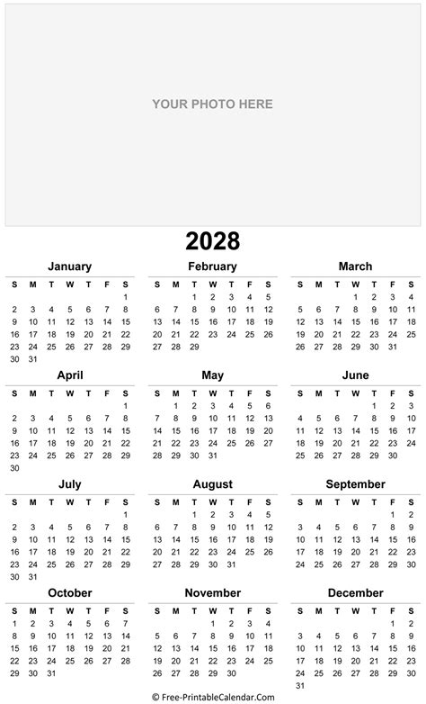 2028 Photo Calendar Templates