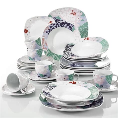 Veweet OLINA 30pcs Service De Table Porcelaine 6pcs Pour Assiette Plate