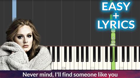 Adele Someone Like You Easy Piano Tutorial Lyrics Youtube