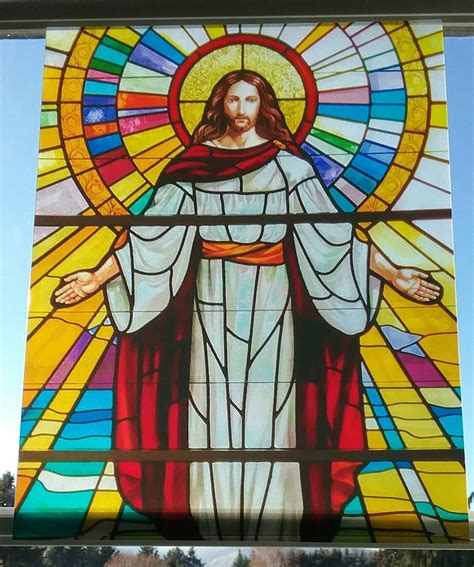 Jesus Window Cling Stained Glass Color Religious Etsy