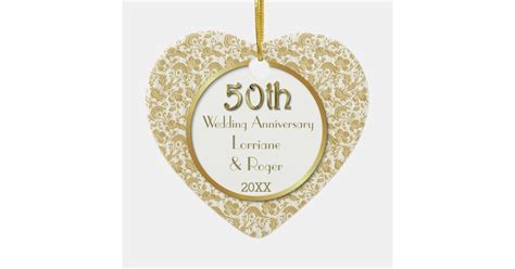 Gold Floral Elegance 50th Wedding Anniversary Ceramic Ornament Zazzle