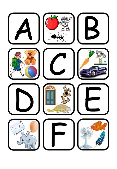 Alphabet Memory Game Printable With Multi Image Cards English Or Esl