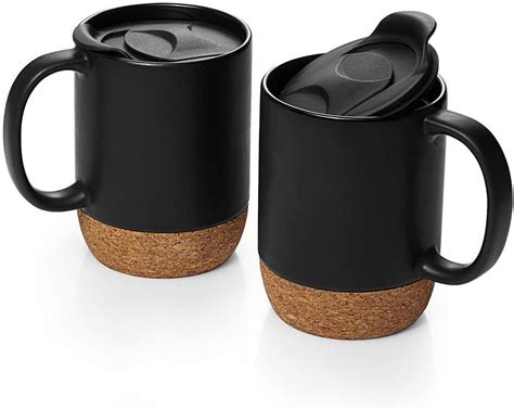 rush 15 oz coffee mugs set of 2 large ceramic mugs mug set with insulated cork bottom and