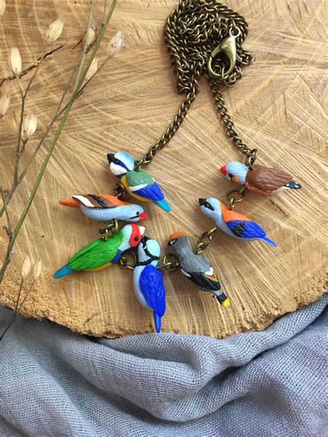 Colored Birds Necklace Bird Lover T Tiny Bird Jewelry Birds Etsy