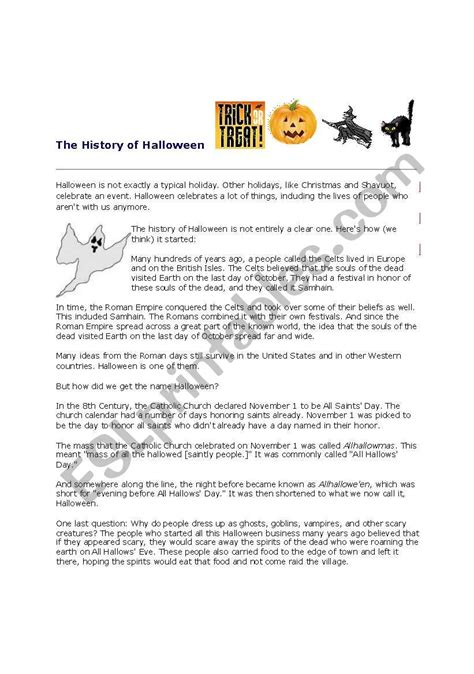 Utube Halloween Story In English Learn English Through Story - The History of Halloween - ESL worksheet by NinaMorway