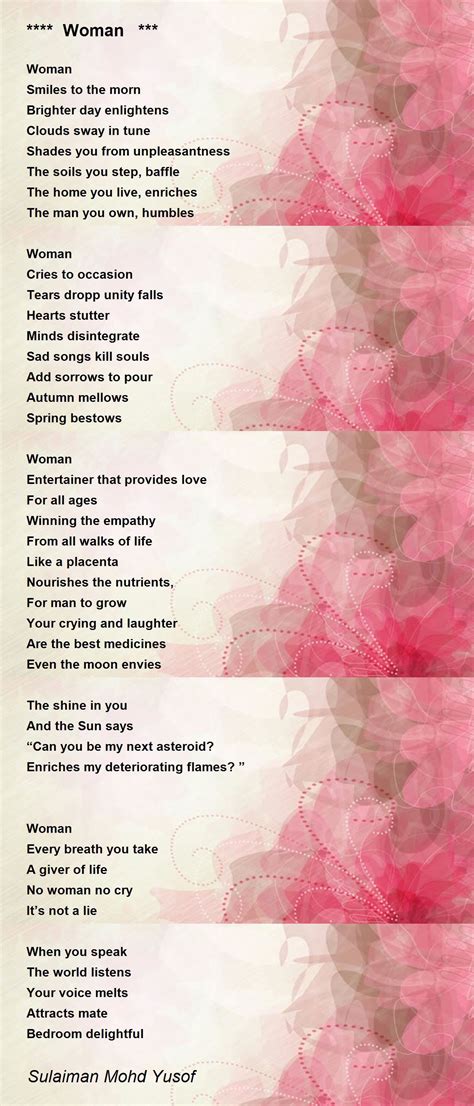 Woman Poem By Sulaiman Mohd Yusof Poem Hunter