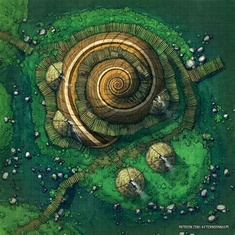 Oc Art Snail Village Swamp Battle Map 30x30 Rdnd