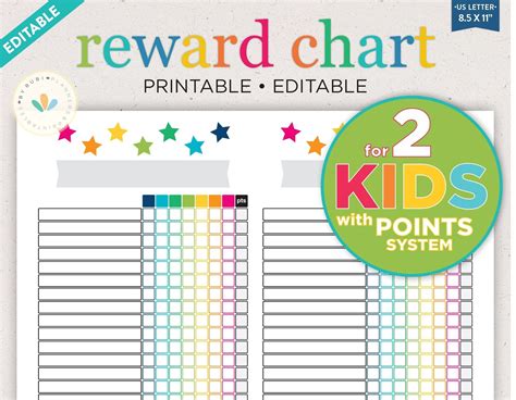 Reward Chart For 2 Kids Kids Chore Chart Chore Chart With Points
