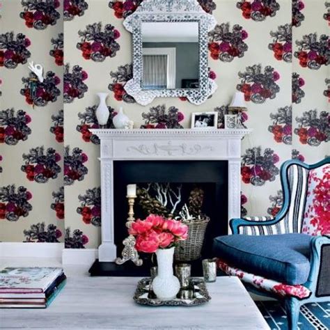 Free Download Living Room With Bold Floral Wallpaper Living Room