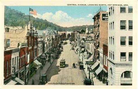 Hot Springs Arkansas Central Avenue Looking North Vintage Postcard