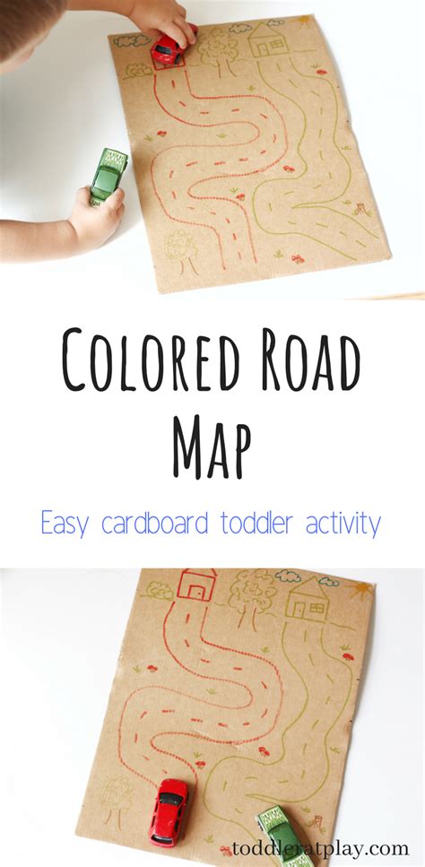 Colored Road Map On Cardboard Preschool Activities Toddler Map