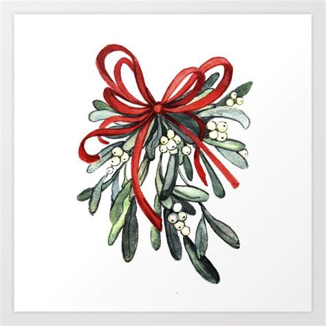 Buy Branch Of Mistletoe Art Print By Anyudina Worldwide Shipping