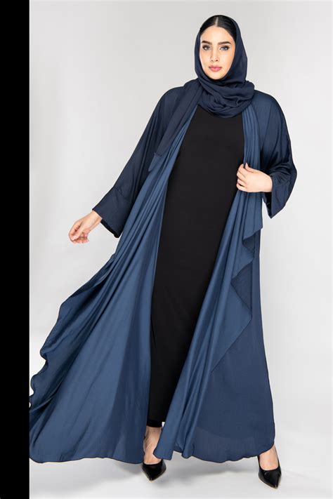 Flowy Silk Blue Abaya Heracloset Online