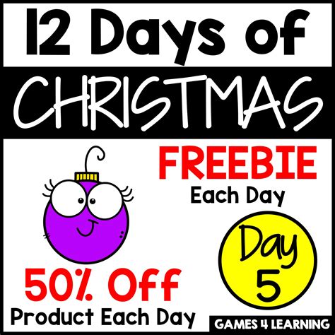 Twelve Days Of Christmas Activities Freebie 5 Word Match Game