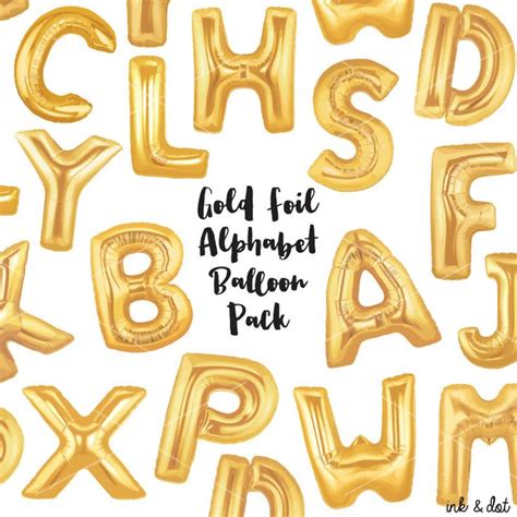 Gold Foil Balloon Letters Clip Art Gold Letters Balloon Party