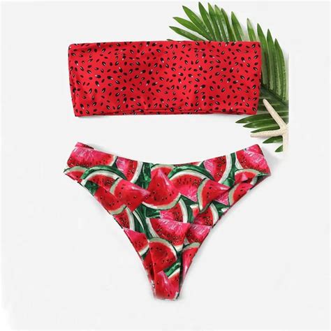 Red Bandeau Bikini Set Swimwear Women High Leg Bikinis Mujer Swimsuit