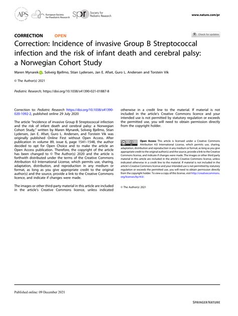 Pdf Incidence Of Invasive Group B Streptococcal Infection And The Risk Of Infant Death And