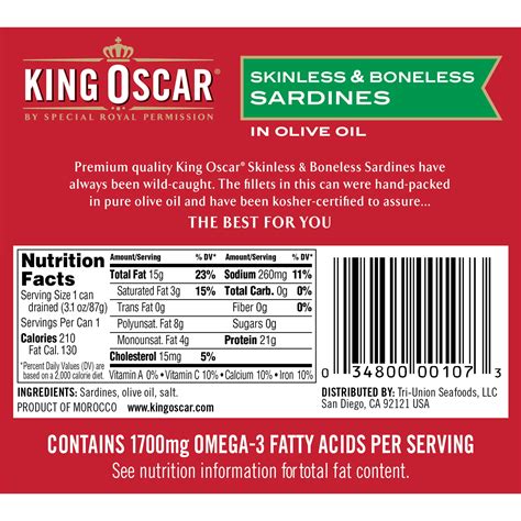 King Oscar Sardines In Olive Oil Nutrition Nutrition Ftempo