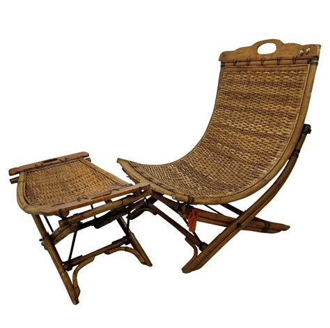 Vintage Rattan Sling Chair With Ottoman on Chairish.com | Chair and ottoman set, Chair, Chair ...
