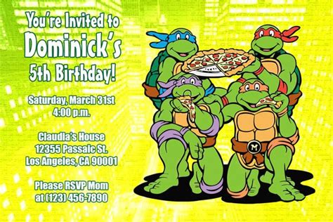 Mutant Ninja Turtle Birthday Invitations FREE Printable Birthday