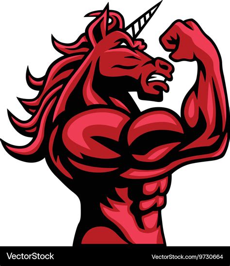 Unicorn Bodybuilder Muscular Body Royalty Free Vector Image