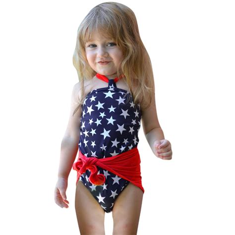 Baby Girl Swimwear Toddler Baby Girls Flag Day 4th Of July Star Wrap