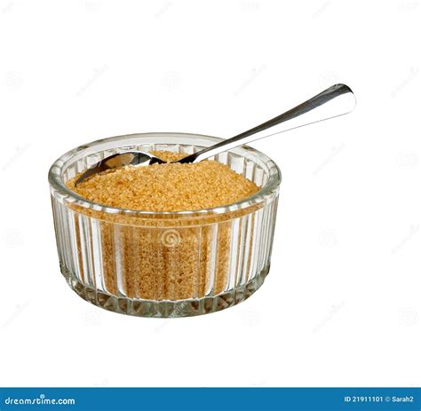Brown Sugar In Bowl With Spoon Isolated Stock Image Image Of Sugar